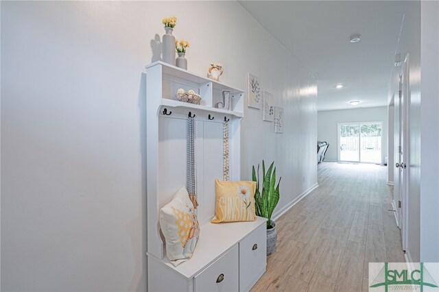 128 Greenbriar Dr, Guyton, GA 31312 - mudroom featuring light wood finished floors and baseboards
