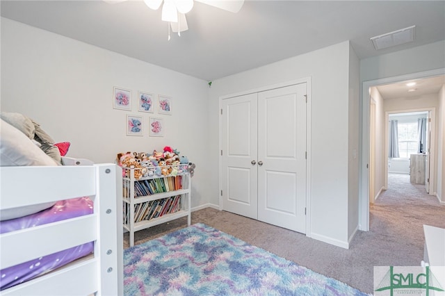 128 Greenbriar Dr, Guyton, GA 31312 - carpeted bedroom with a closet, baseboards, and ceiling fan