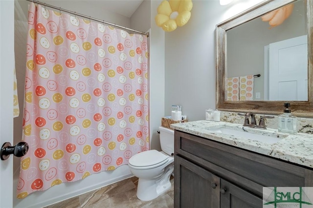 201 Cumberland Pt, Statesboro, GA 30458 - full bath featuring toilet, vanity, and shower / tub combo with curtain