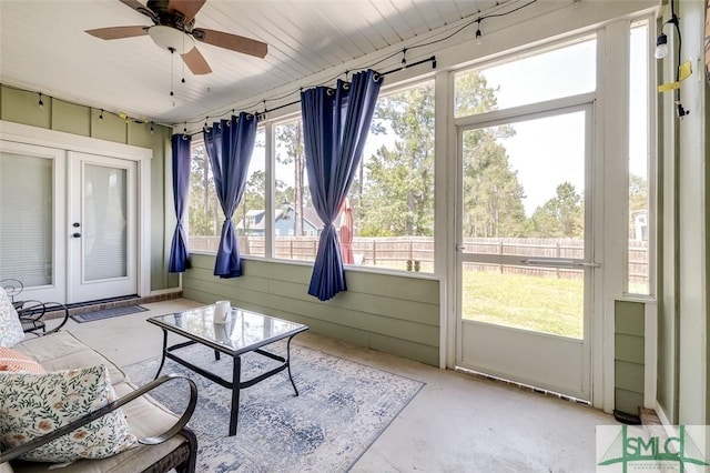 201 Cumberland Pt, Statesboro, GA 30458 - sunroom featuring french doors and a ceiling fan