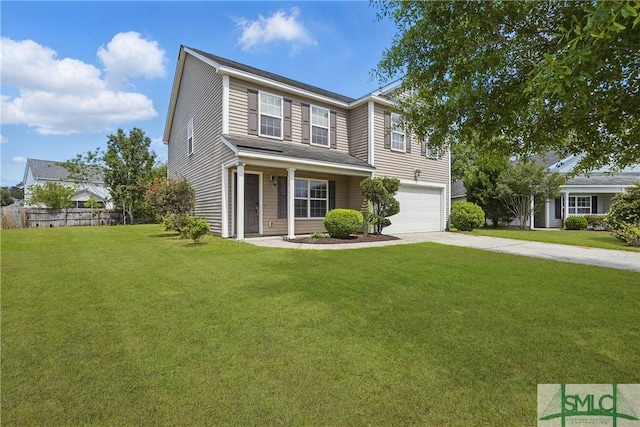 traditional-style home featuring concrete driveway and a garage