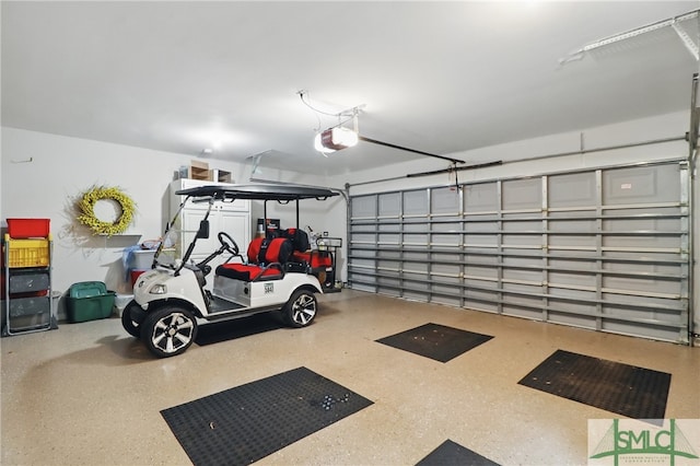 garage with a garage door opener