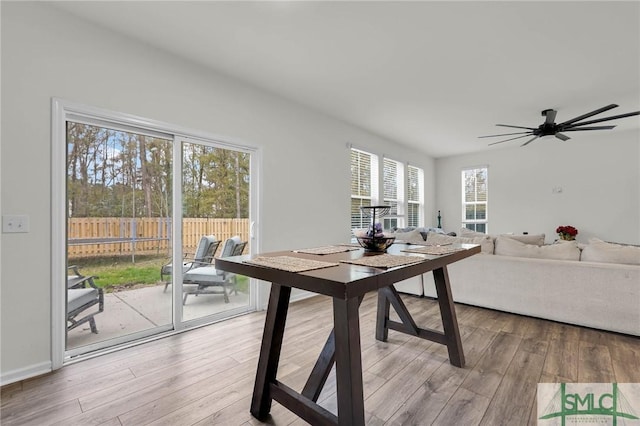 64 Southern Way, Richmond Hill, GA 31324 - dining area with wood finished floors and a ceiling fan