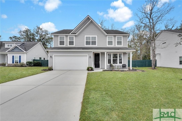 64 Southern Way, Richmond Hill, GA 31324 - traditional-style home featuring concrete driveway, an attached garage, and covered porch