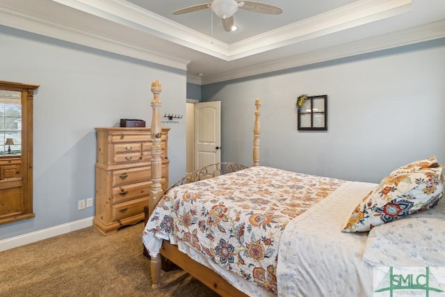 4 Honeysuckle Dr, Claxton, GA 30417 - bedroom with carpet floors, ornamental molding, a ceiling fan, and a raised ceiling
