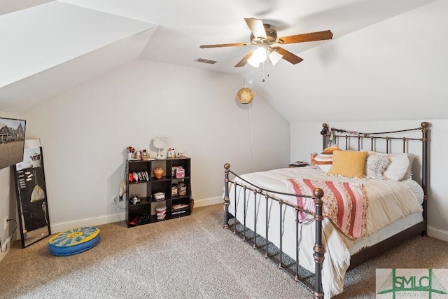 4 Honeysuckle Dr, Claxton, GA 30417 - bedroom with carpet flooring, lofted ceiling, and a ceiling fan