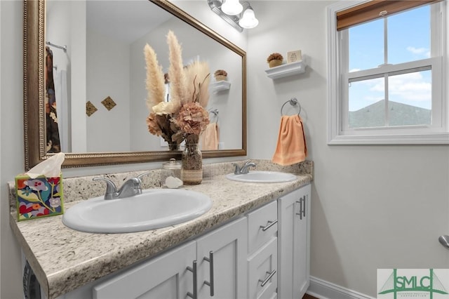 bathroom featuring double vanity
