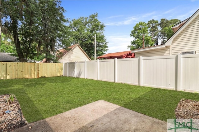 view of yard featuring a patio
