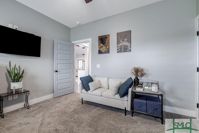 1840 Mccall Rd, Rincon, GA 31326 - carpeted living room with baseboards and ceiling fan