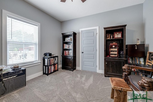 1840 Mccall Rd, Rincon, GA 31326 - sitting room with carpet, ceiling fan, and baseboards