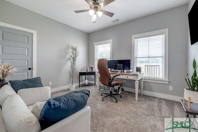 1840 Mccall Rd, Rincon, GA 31326 - carpeted office space featuring a ceiling fan and baseboards