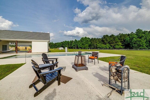 1840 Mccall Rd, Rincon, GA 31326 - view of patio / terrace featuring an outdoor pool and a forest view