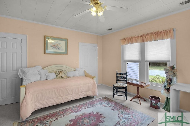 8 Georgia St, Pembroke, GA 31321 - bedroom with carpet floors, ornamental molding, ceiling fan, and baseboards