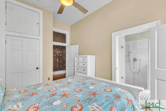 20 W Oglethorpe Ave Unit D, Savannah, GA 31401 - bedroom with ceiling fan and lofted ceiling