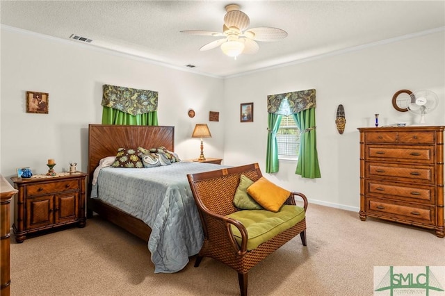 330 Central Ave, Guyton, GA 31312 - bedroom featuring light carpet, ornamental molding, ceiling fan, and baseboards