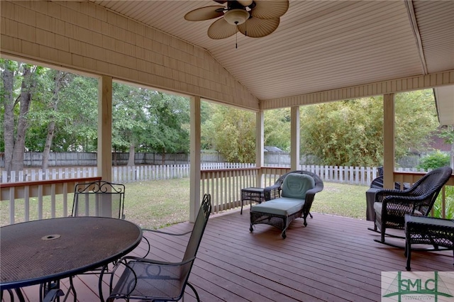 330 Central Ave, Guyton, GA 31312 - deck with a ceiling fan and outdoor dining area