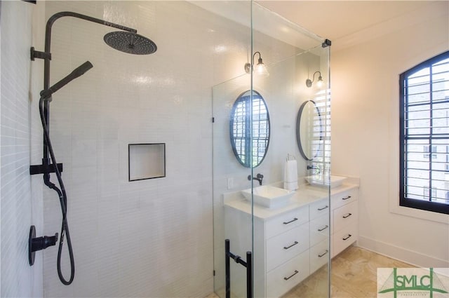 456 Port St, Savannah, GA 31401 - bathroom featuring vanity, tiled shower, and baseboards