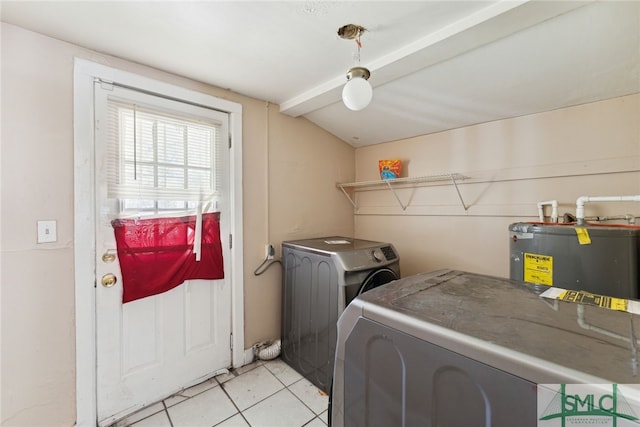 3808 Elmdale Ave, Savannah, GA 31405 - laundry area featuring water heater, independent washer and dryer, and light tile patterned floors