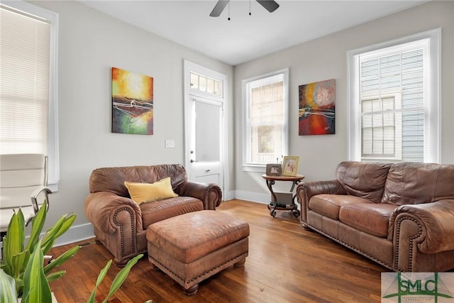 412 E 40th St E, Savannah, GA 31401 - sitting room with ceiling fan, wood finished floors, and baseboards
