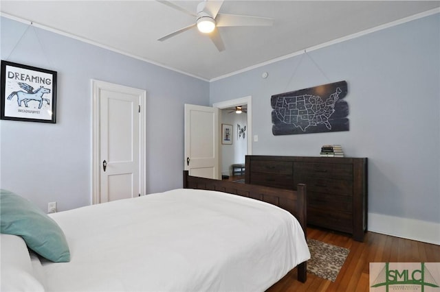 405 E 55th St, Savannah, GA 31405 - bedroom with ornamental molding, wood finished floors, and a ceiling fan