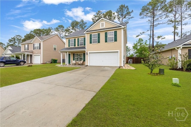 traditional home with an attached garage and driveway