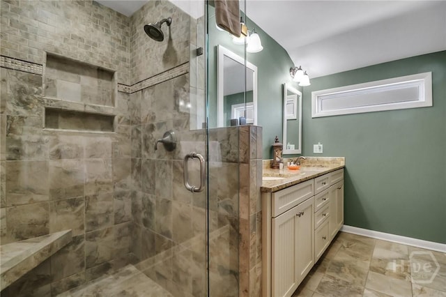 506 Butler Ave, Tybee Island, GA 31328 - bathroom featuring a shower stall and vanity