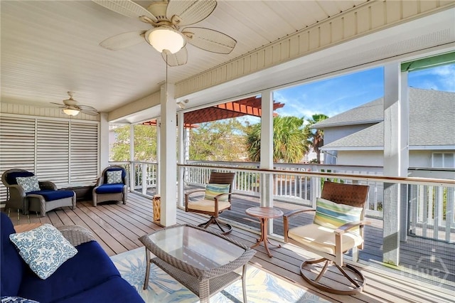 506 Butler Ave, Tybee Island, GA 31328 - sunroom with a ceiling fan