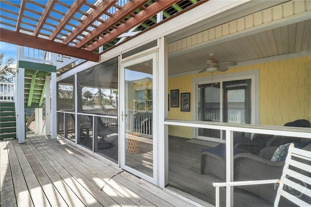 506 Butler Ave, Tybee Island, GA 31328 - deck with a pergola and a ceiling fan