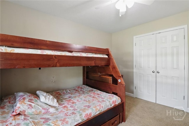 509 Braves Field Dr, Guyton, GA 31312 - bedroom with light carpet, ceiling fan, and a closet