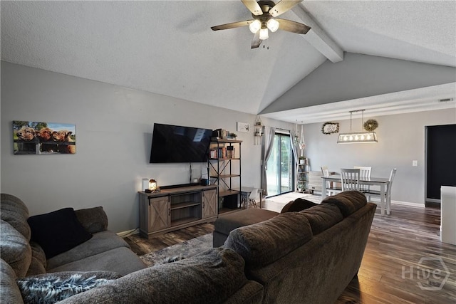 1405 Desert Storm Dr, Hinesville, GA 31313 - living area featuring ceiling fan, wood finished floors, a textured ceiling, and baseboards