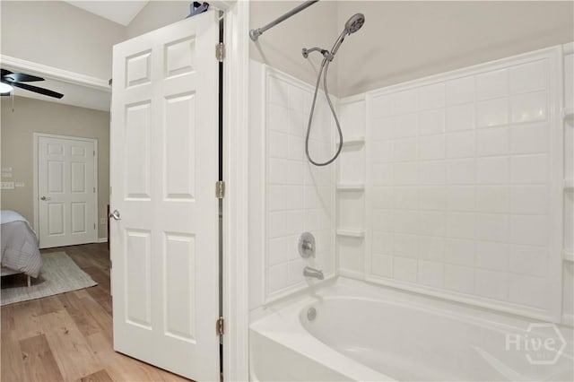 3021 Whitemarsh Way, Savannah, GA 31410 - bathroom featuring wood finished floors, ceiling fan, and tub / shower combination