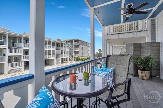 5 17th St, Tybee Island, GA 31328 - balcony featuring a ceiling fan