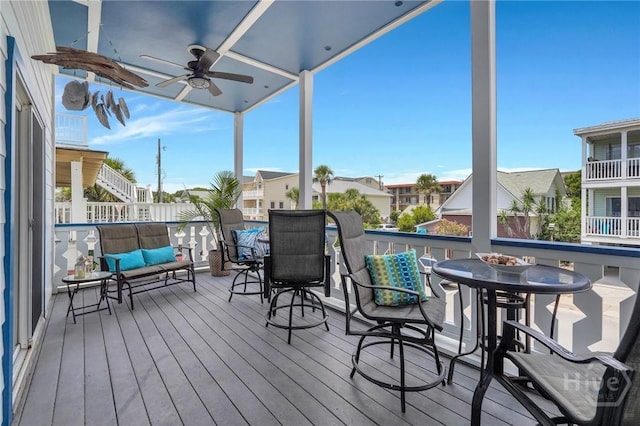 5 17th St, Tybee Island, GA 31328 - deck with ceiling fan and a residential view