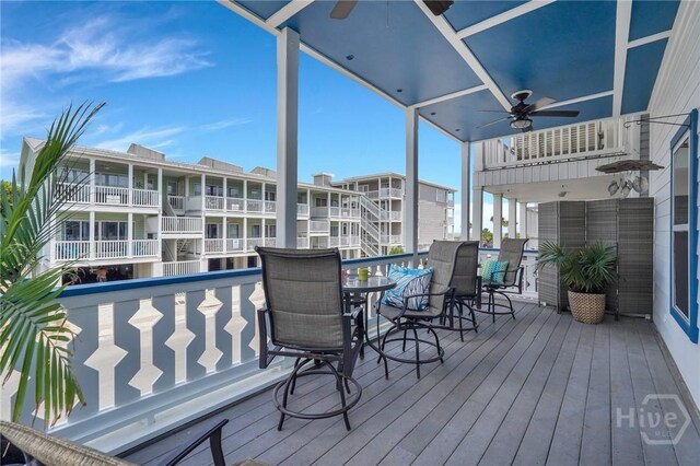 5 17th St, Tybee Island, GA 31328 - deck featuring a ceiling fan