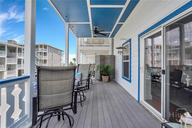 5 17th St, Tybee Island, GA 31328 - wooden terrace featuring ceiling fan