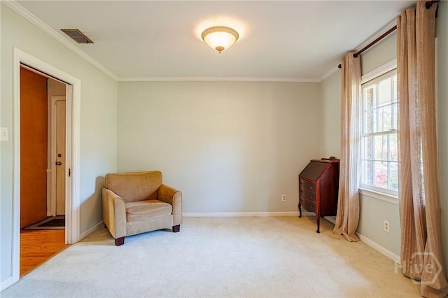 2 S Millward Rd, Savannah, GA 31410 - sitting room with light colored carpet, crown molding, and baseboards