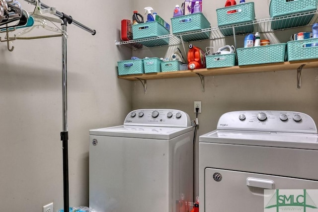 clothes washing area with independent washer and dryer