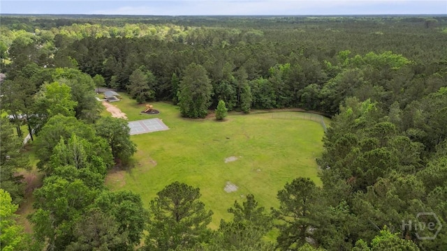 drone / aerial view of a heavily wooded area