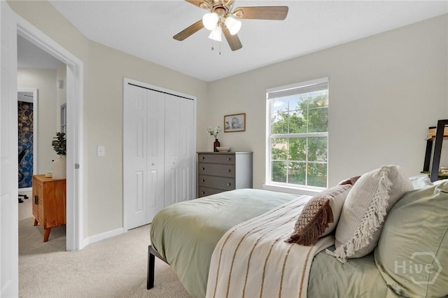 2 Mclaughlin Ct, Savannah, GA 31419 - bedroom featuring carpet flooring, a closet, baseboards, and a ceiling fan