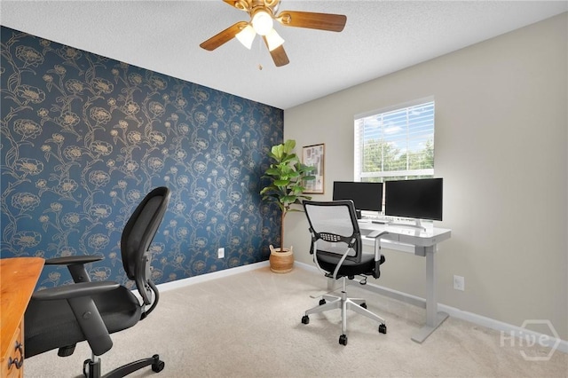 2 Mclaughlin Ct, Savannah, GA 31419 - office space featuring ceiling fan, carpet flooring, a textured ceiling, and baseboards