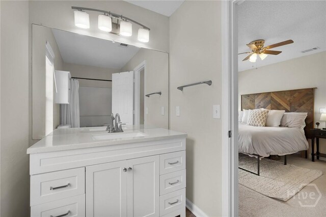 2 Mclaughlin Ct, Savannah, GA 31419 - bathroom with a ceiling fan, vanity, and a shower with shower curtain