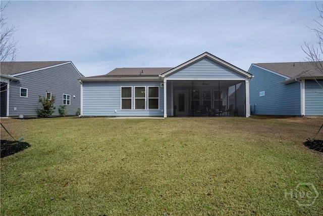 137 Harvest Hl, Pooler, GA 31322 - back of property with a sunroom and a yard