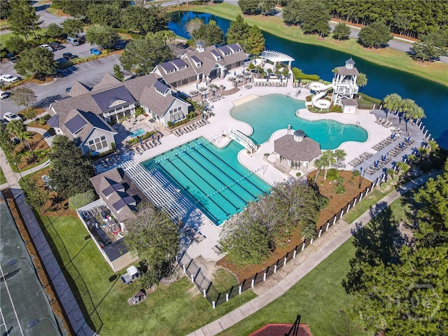 137 Harvest Hl, Pooler, GA 31322 - drone / aerial view of a nearby body of water and a pool