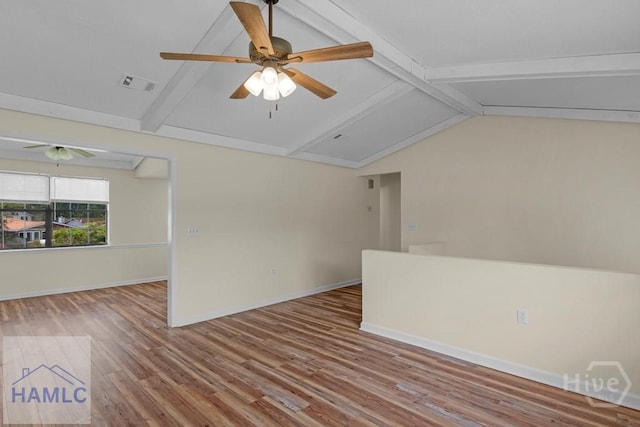 1021 Bacon Rd, Hinesville, GA 31313 - spare room featuring a ceiling fan, wood finished floors, and baseboards