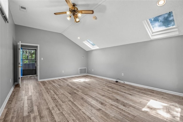 2402 Easy St, Savannah, GA 31406 - bonus room with a skylight, lofted ceiling, ceiling fan, wood finished floors, and baseboards