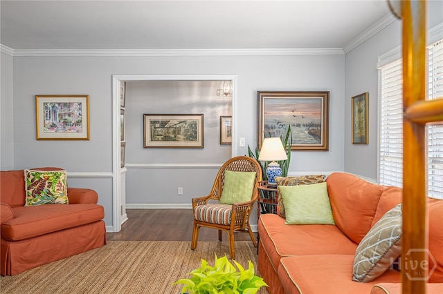 2014 Colonial Dr, Savannah, GA 31406 - sitting room with wood finished floors, crown molding, and baseboards