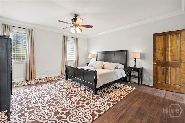 3309 Ga Highway 67, Pembroke, GA 31321 - bedroom with wood finished floors, baseboards, crown molding, and a ceiling fan