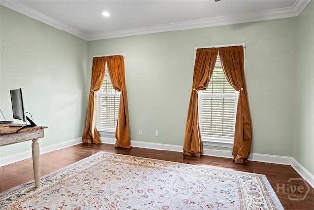 3309 Ga Highway 67, Pembroke, GA 31321 - unfurnished office featuring wood finished floors, ornamental molding, baseboards, and recessed lighting