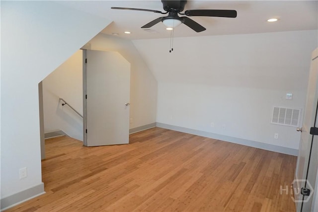 514-516 E Hall St, Savannah, GA 31401 - additional living space featuring light wood-type flooring, ceiling fan, recessed lighting, baseboards, and lofted ceiling