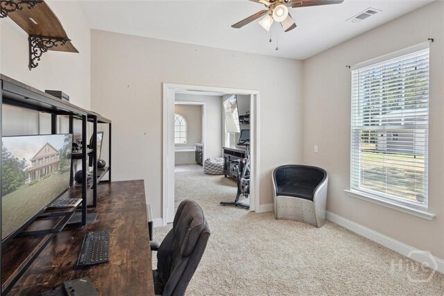 525 Elkins Cemetery Rd, Guyton, GA 31312 - carpeted office space with a ceiling fan and baseboards